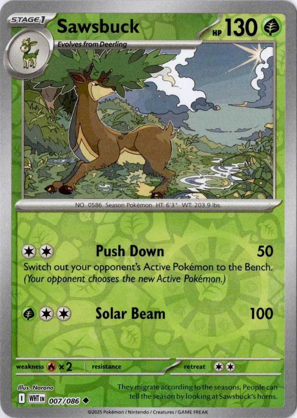 White Flare Sawsbuck #7/86 Reverse Holo